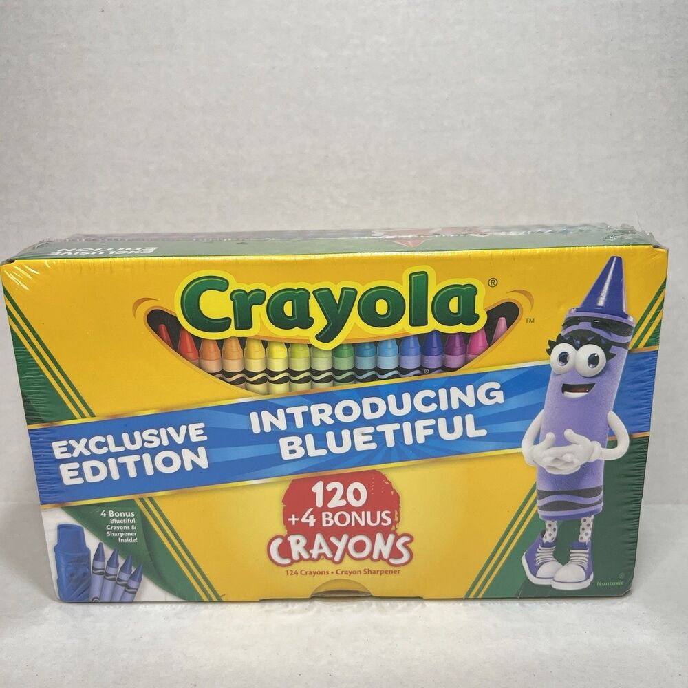 Crayola Crayons EXCLUSIVE EDITION Introducing Bluetiful - NEW SEALED 124 Crayons